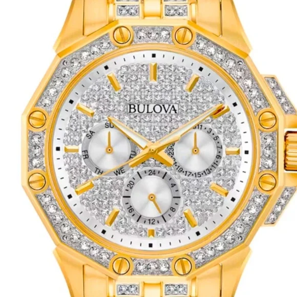 BULOVA WATCH men or women.  2 tone pave dial set . SPARKLING CRYSTALS.!!! - Picture 2 of 4